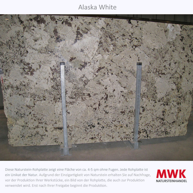 Alaska White Granitplatte; Rohplatte