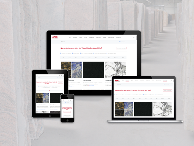 Ansicht der Webseite und Lager auf PC, Tablet und-Smartphone